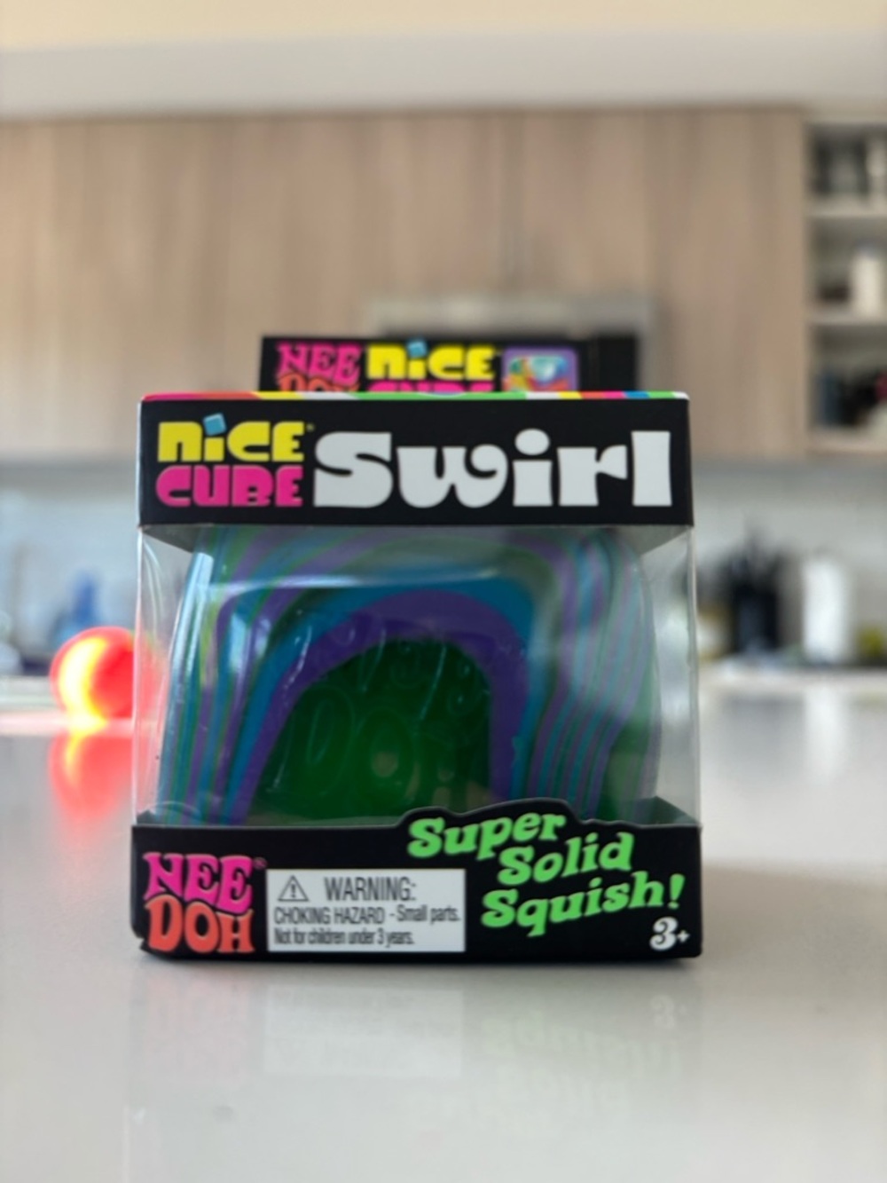 NeeDoh Nice Cube Swirl Stress Toy - Green/Purple/Teal